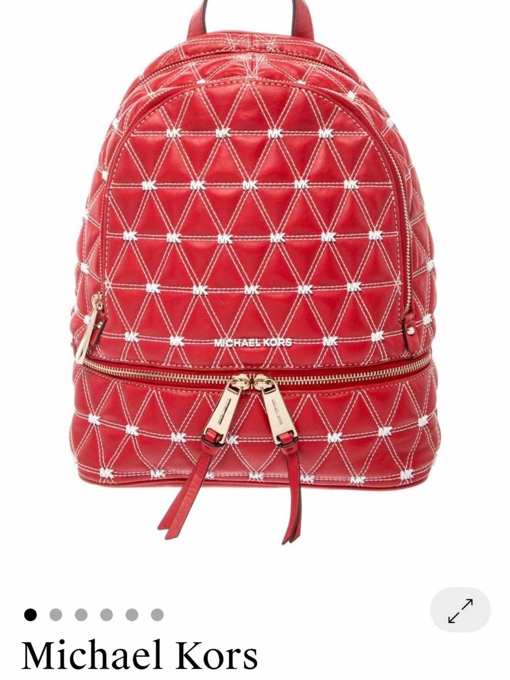 Michael Kors Red Quilted Mini Backpack with Gold Hardware